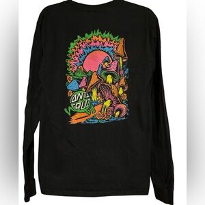 Santa Cruz long sleeve screen print neon psychedelic mushroom T-shirt